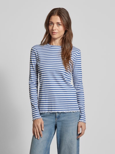 Vila Longsleeve mit Muschelsaum Modell 'THESSA' Blau 4