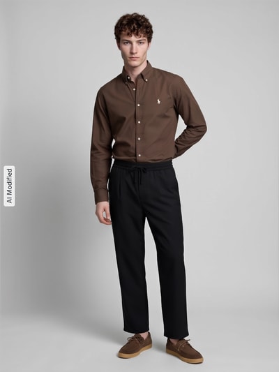 Polo Ralph Lauren Koszula casualowa o kroju custom fit z mieszanka bawełny Czekoladowy 4