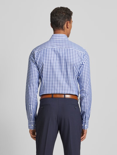 Bruun & Stengade Slim fit zakelijk overhemd met vichy-ruit, model 'BURROW' Donkerblauw - 5