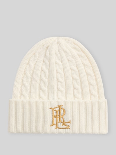 Lauren Ralph Lauren Mütze mit breitem Umschlagrand Offwhite 1