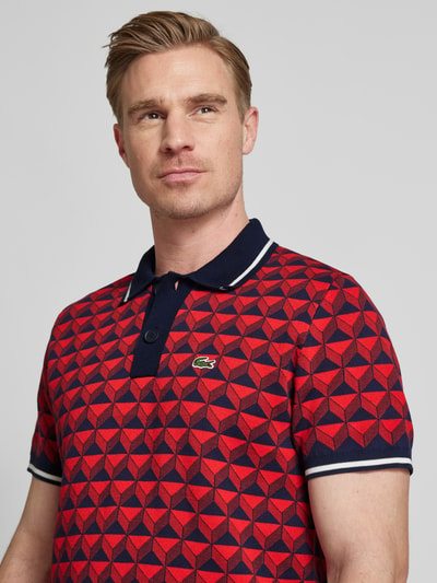 Lacoste Koszulka polo o kroju regular fit ze wzorem na całej powierzchni Czerwony 3