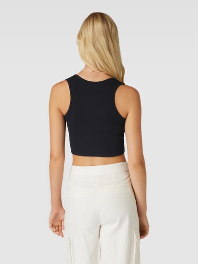 Tom Tailor Denim Crop Top mit Feinripp Black 5