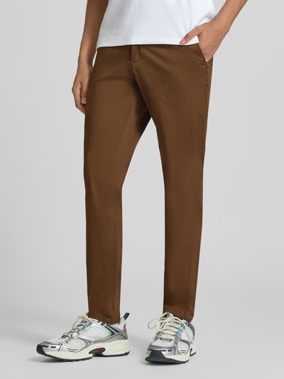 JACK & JONES Chinosy z wpuszczanymi kieszeniami model 'MARCO' Ciemnobrązowy 4
