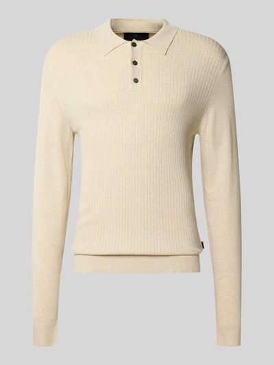 Jack & Jones Premium Gebreide pullover met kentkraag, model 'EDGAR' Offwhite gemêleerd - 2