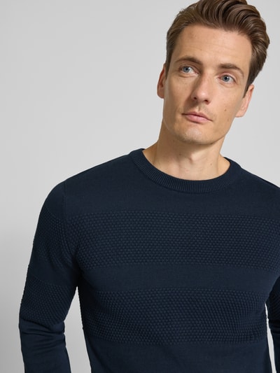 Lindbergh Gebreide pullover met ribboorden Donkerblauw - 3