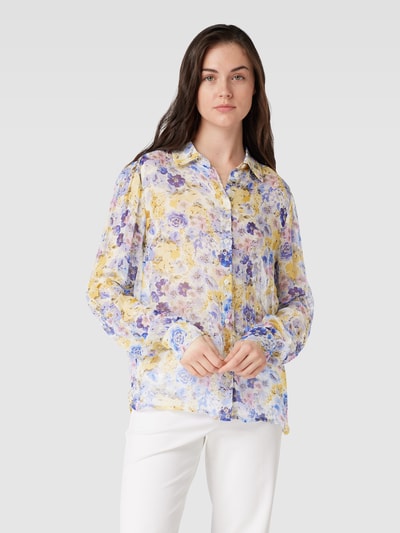 Liu Jo White Blouse met all-over bloemenprint Blauw - 4