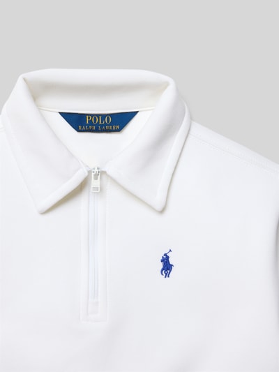 Produktfoto, Regular Fit Sweatshirt aus Baumwoll-Mix von Polo Ralph Lauren Teens, Optik: Unifarben, Logo-Detail, Polokragen, Materialverarbeitung: Sweat, Farbe Weiß, glatte Textur