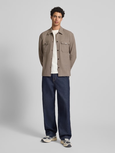 Only & Sons Kurtka koszulowa o kroju regular fit z dodatkiem wiskozy model ‘MARK’ Jasnobrązowy 1