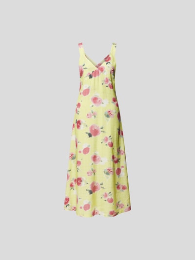 ROTATE BIRGER CHRISTENSEN Midikleid mit floralem Allover-Muster Hellgelb 2