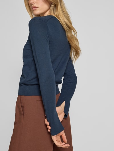 Marc O'Polo Slim Fit Strickjacke aus Baumwoll-Leinen-Mix Marine 3