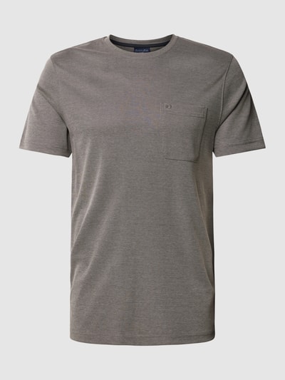 Christian Berg Men T-shirt met opgestikte borstzak Taupe - 2