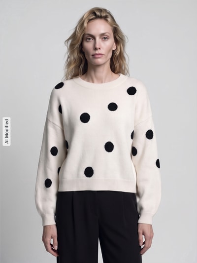 ONLY Regular Fit Pullover mit Rundhalsausschnitt Modell 'RICA' Ecru 4