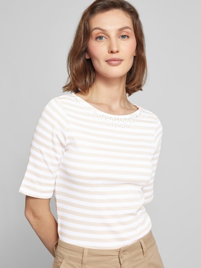 Christian Berg Woman T-shirt met streepmotief Zand - 3