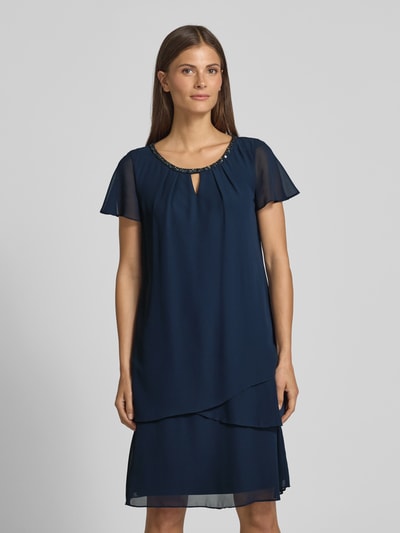 Christian Berg Cocktail Knielanges Cocktailkleid mit Schlüsselloch-Ausschnitt Dunkelblau 4