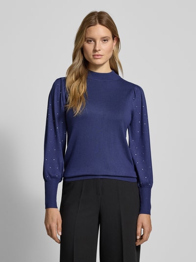 FREE/QUENT Strickpullover mit Ziersteinbesatz Modell 'DOTKA' Blau 4