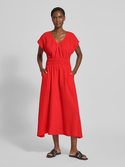 GAP Midiikleid mit V-Ausschnitt und Volantärmeln Rot 4