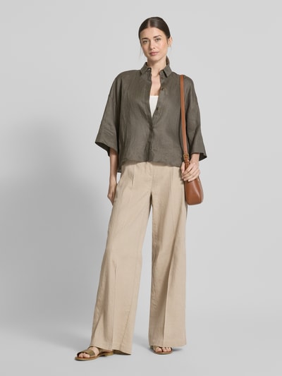 Cambio Wide Leg Leinenhose mit Eingrifftaschen Modell 'ADRIENNE' Camel 1