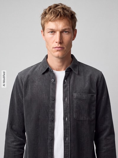 Marc O'Polo DENIM Hemdjacke mit Brusttasche Graphit 3