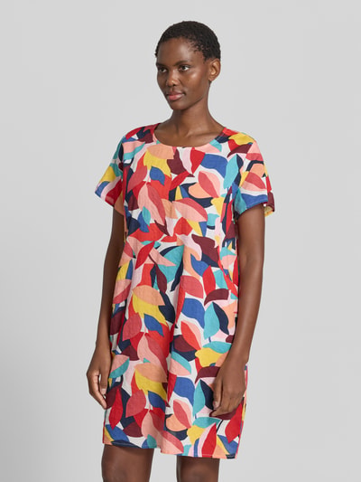 Apricot Minikleid im Allover-Look mit Rundhalsausschnitt Rot 4