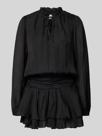 Produktfoto, Cocktailjurk im Stufen-Look Model 'Bari' van Neo Noir van zwarte chiffon met druppelvormige hals, vetersluiting, getailleerd model, mini-jurk.