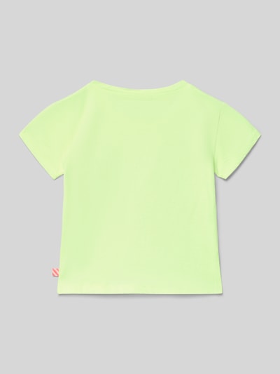 Produktfoto, Regular Fit T-Shirt mit Pailettenbesatz von BILLIEBLUSH, dziecięcy t-shirt z bawełny, krój regular fit, cekinowe obszycie, okrągły dekolt, długość tyłu w rozmiarze 116: 39 cm, kolor jasnozielony, gładka powierzchnia