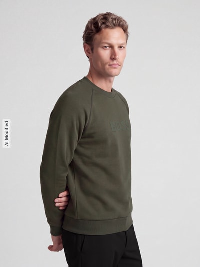 BOSS Green Sweatshirt mit tonalem Logo-Schriftzug Modell 'Salbo' Dunkelgruen 4
