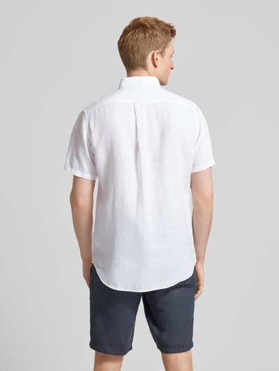 Gant Regular fit linnen overhemd met verlengde achterkant Wit - 5