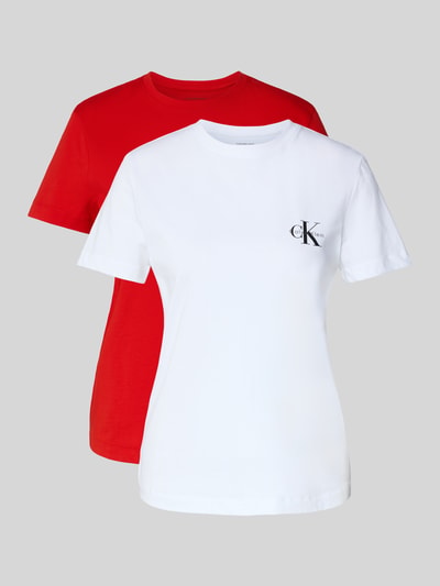 Produktfoto, T-Shirt Set mit Logo und Rundhalsausschnitt von Calvin Klein Jeans, bawełna, krój regular fit, logo, długość pleców w rozmiarze S: 55 cm, zestaw koszulek