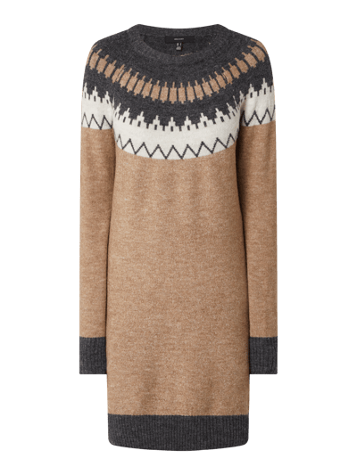 Vero Moda Strickkleid mit Norweger-Dessin Modell 'Simone' Mittelbraun 2