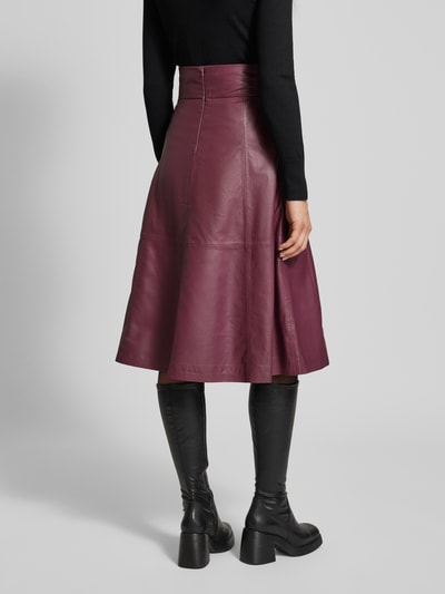 (The Mercer) N.Y. Knielange leren rok met tailleriem Bordeaux - 5