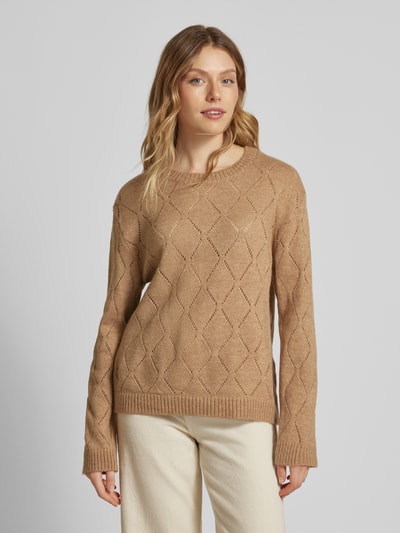 More & More Strickpullover mit Lochmuster Beige 4