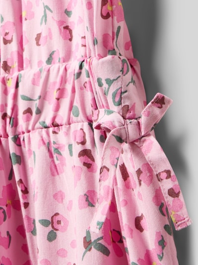 Produktfoto, Tailliertes Freizeitkleid aus reiner Viskose Modell 'ZALINA' von Only, Popeline mit floralem Allover-Muster in Rosa, Detailaufnahme