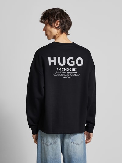 Hugo Blue Oversized Sweatshirt mit Label-Print Modell 'Naviu' Black 5