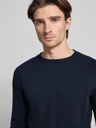 Tom Tailor Denim Regular fit shirt met lange mouwen en wafelstructuur Donkerblauw - 3