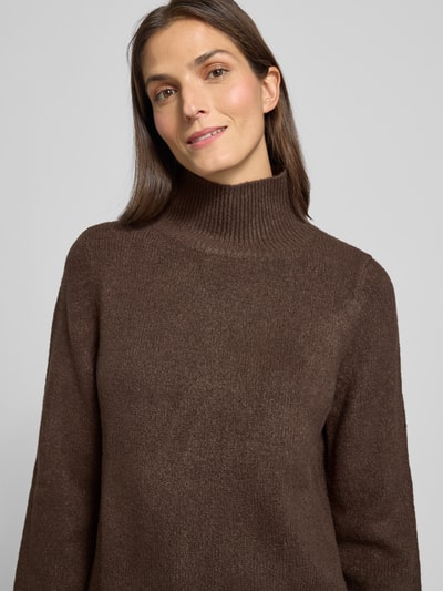 Jake*s Casual Strickpullover mit Stehkragen Dunkelbraun 3