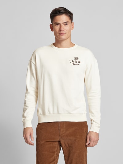 Knowledge Cotton Apparel Sweatshirt mit Label-Stitching Offwhite 4