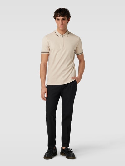 SELECTED HOMME Slim Fit Poloshirt mit Label-Detail Modell 'TOULOUSE' Sand 1