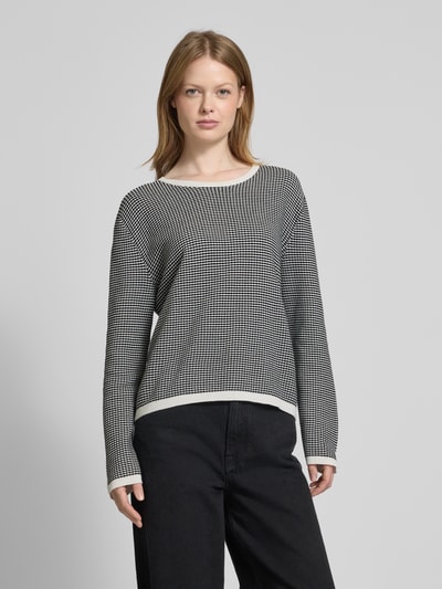 Tom Tailor Regular Fit Strickpullover aus reiner Baumwolle mit Struktur Black 4