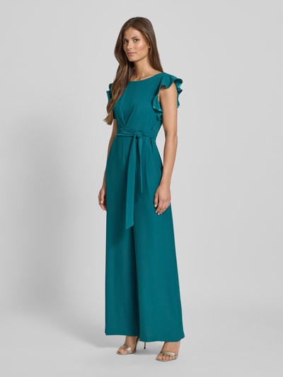 Rinascimento Cocktail-Jumpsuit mit Volants und Bindegürtel Dunkelgruen 1