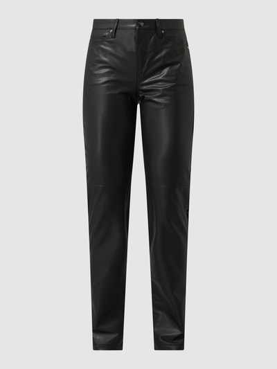 MAC Slim fit broek in leerlook  Zwart - 2