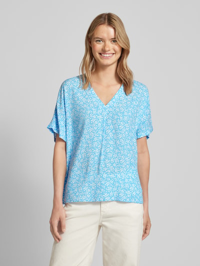 Vero Moda Loose Fit Blusenshirt aus Viskose mit V-Ausschnitt Modell 'EASY' Hellblau 4