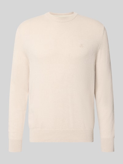 Productfoto, Regular Fit Pullover aus Baumwoll-Mix mit Schurwoll-Anteil van Marc O'Polo voor Heren, effen beige, fijne gebreide textuur
