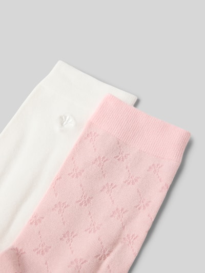 Produktfoto, Socken aus Baumwoll-Mix im 2er-Pack von JOOP! Collection, biały i różowy, elastyczne ściągacze, detale z logo, damskie