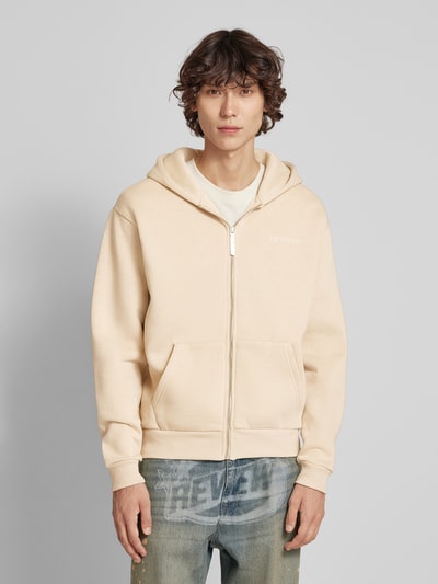 REVIEW Essentials hoodie met ritssluiting en logo  Taupe - 4