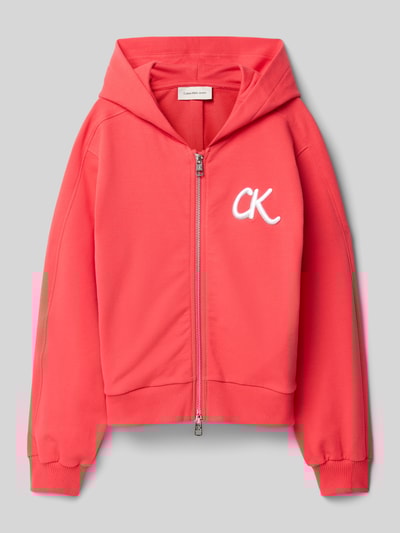 Calvin Klein Jeans Bluza rozpinana z wyhaftowanym logo model ‘TERRY’ Fuksjowy 1