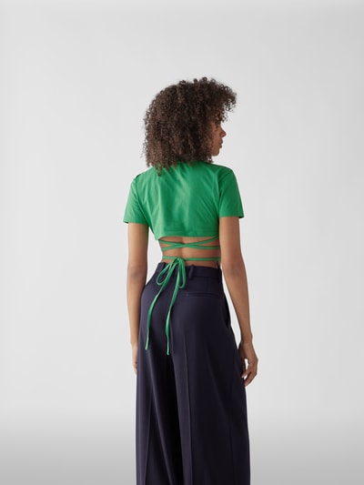 Jacquemus Cropped T-Shirt mit Schnürung Gruen 5