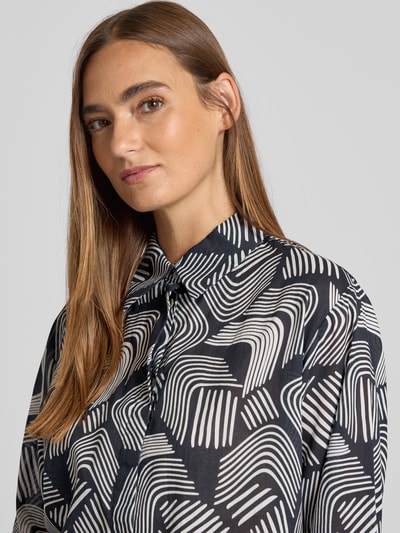 OPUS Regular Fit Bluse aus Viskose mit verdeckter Knopfleiste Dunkelblau 3