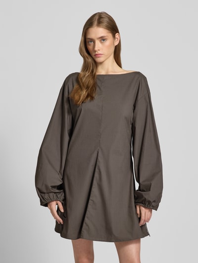 WEEKDAY Minikleid mit U-Boot-Ausschnitt Modell 'Nile' Mittelbraun 4
