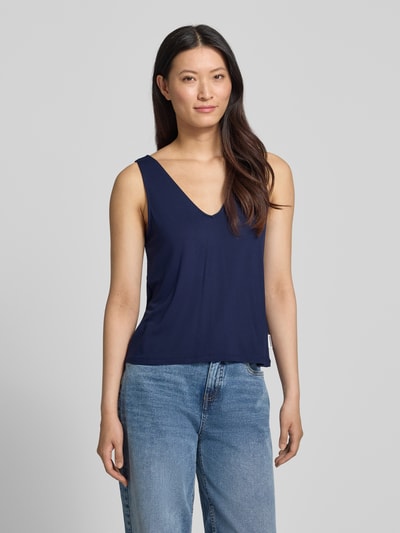 ARMEDANGELS regular fit top met bandjes van viscosemix model 'V-NECK JERSEY TOP' Marineblauw - 4