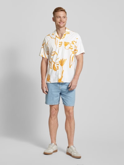 Jack & Jones Premium Regular Fit Freizeithemd mit 1/2-Arm Modell 'BLAPALMA' Offwhite 1